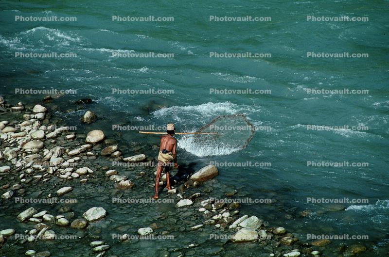 Man, Boy, Net Fishing, Araniko Highway