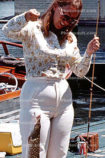 Pike, Woman, Pants, Rod & Reel, 1975, 1970s