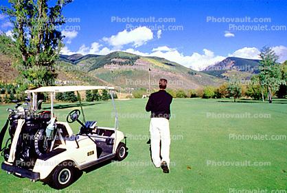 Golfer, male, man, men, golf cart, Vail Colorado