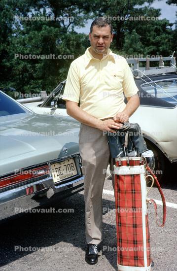 Man, Golfer, Golf Bag, Martha's Vineyard, 1971, 1970s