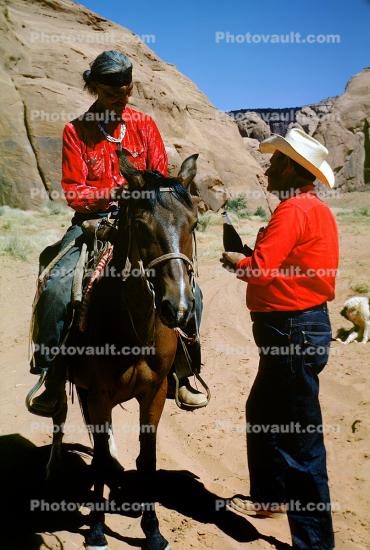 Navajo Men, Horses, Rock, Arizona