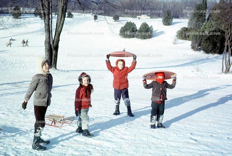 Boys and Girls in the Winter Snow, 1950s