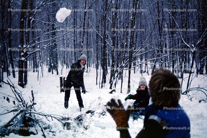 snowball fight in the forest, Washington Island