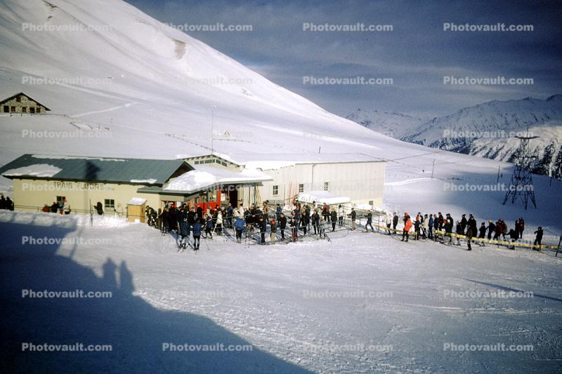 Building, skiers, Snow, Cold, Ice, Frozen, Icy, Winter, Exterior, Outdoors, Outside