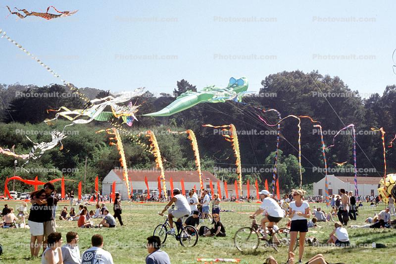 People, Crowds, Buildings, Wind, Windy, Buildings, Opening Day, Crissy Field, Celebration, May 6, 2001