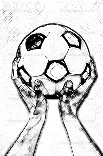 Pencil Sketch, Soccer Ball, Abstract