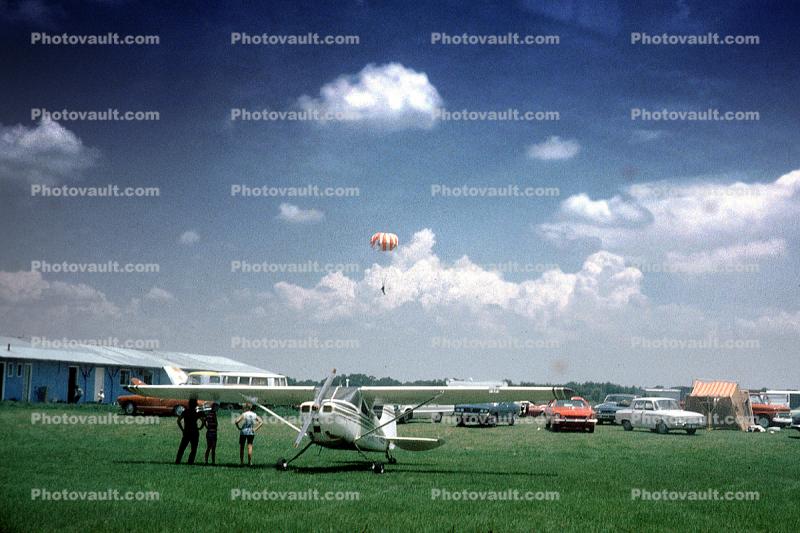 Airfield, Ram Air Parachute, canopy, cars, 1970s, skydiving, diving