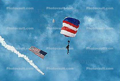 Flag, Smoke Trails, Ram Air Parachute, canopy