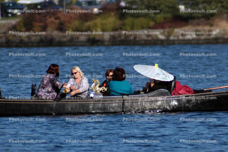 Lake Merritt, Venetian Gondola, parasol, women, ladies