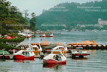 Swan Paddle boats, docks, Nikko, Japan