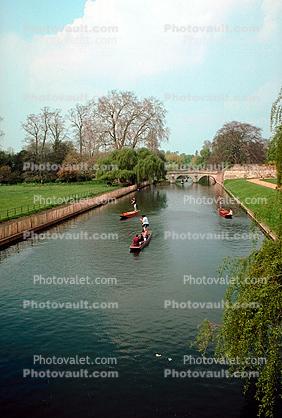 Canal, bridge, boats, Cambridge, England