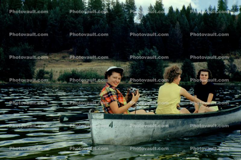 Ladies in a rowboat, woman, 1950s