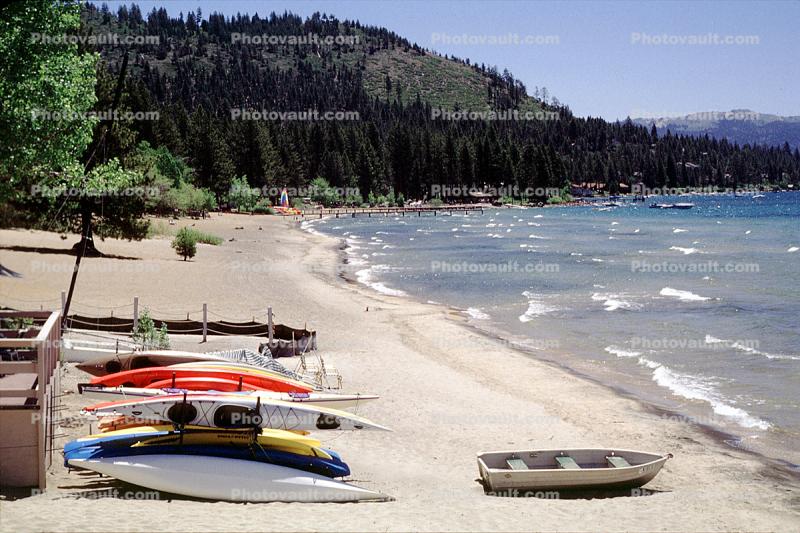 Beach, Sand, Waves, Trees, Forest, Lake Tahoe