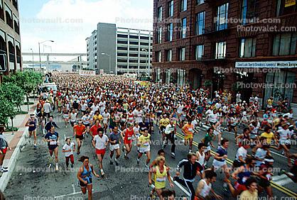 Starting Line, crowds, people, Bay to Breakers Race, 1978, 1970s