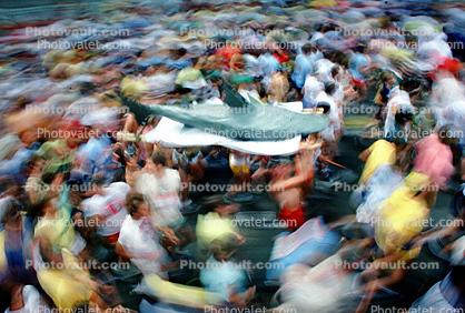 shark, Starting Line, crowds, people, Bay to Breakers Race, 1978, 1970s