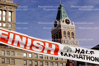 Oakland Half Marathon finish line, Tribune Tower