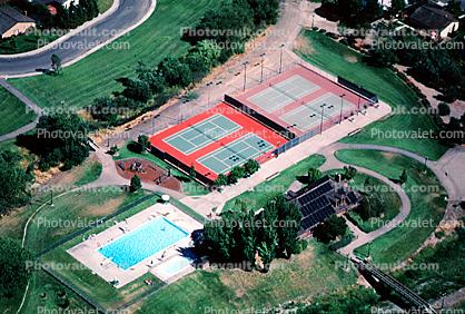 Tennis Courts, paths, swimming pool