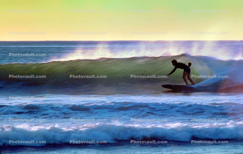Topanga Beach, Surfer, Wetsuit, 1970s