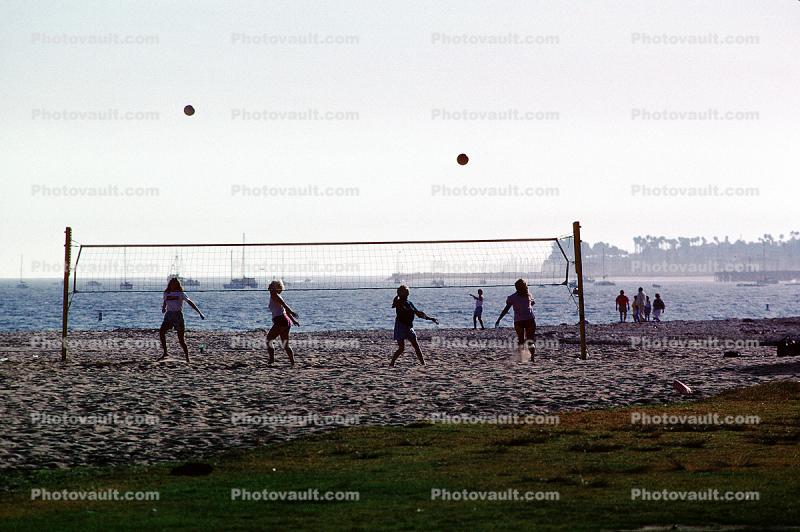 Volleyball Net, beach, Pacific Ocean, Playing, Women, Boat, ship