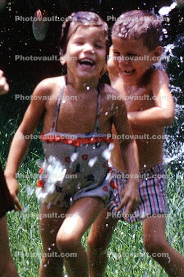 Brother, Sister, Summer Fun, Backyard, 1963, 1960s