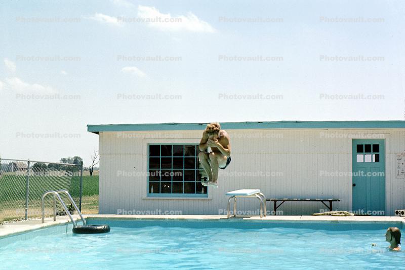 Swimming Pool, Dive, Diving Board, Summery, Summer, 1960s