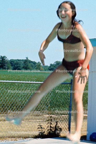 Swimming Pool, Airborne, Jump, Summer, 1960s