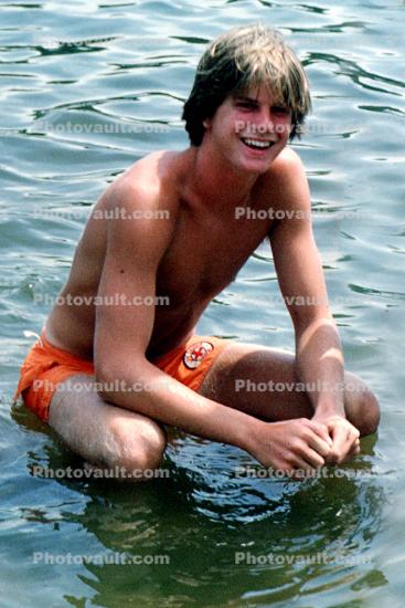 Boy, Water, Lake, Summer, 1978, 1970s
