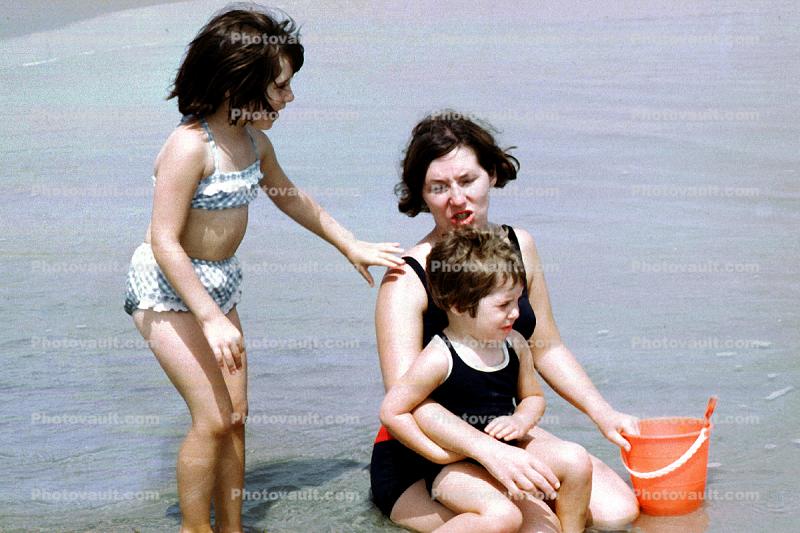 Woman, Girl, Beach, Water, Pail, 1969, 1960s