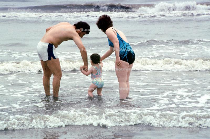 Beach, Waves, Ocean, 1970s