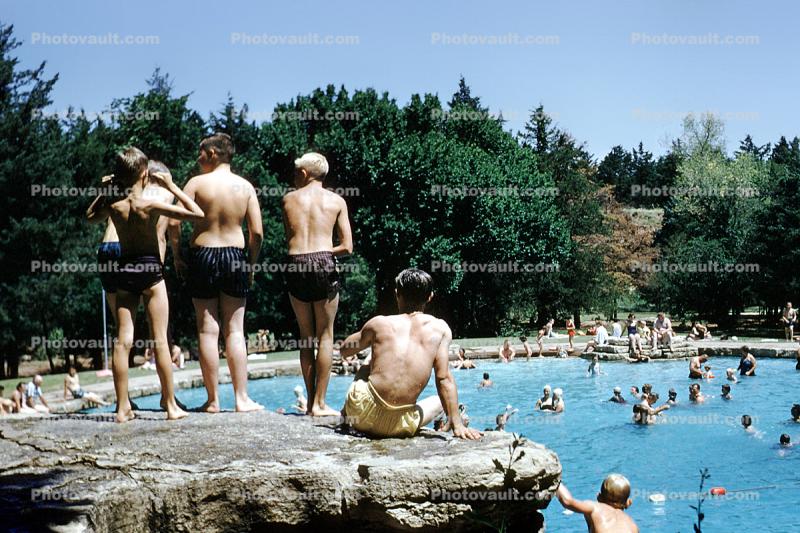 Boys, Guys, Swimming Pool, 1958, 1950s