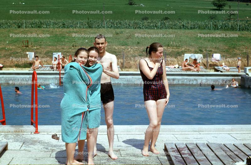 Friends, Swimming Pool, Retro, 1960s