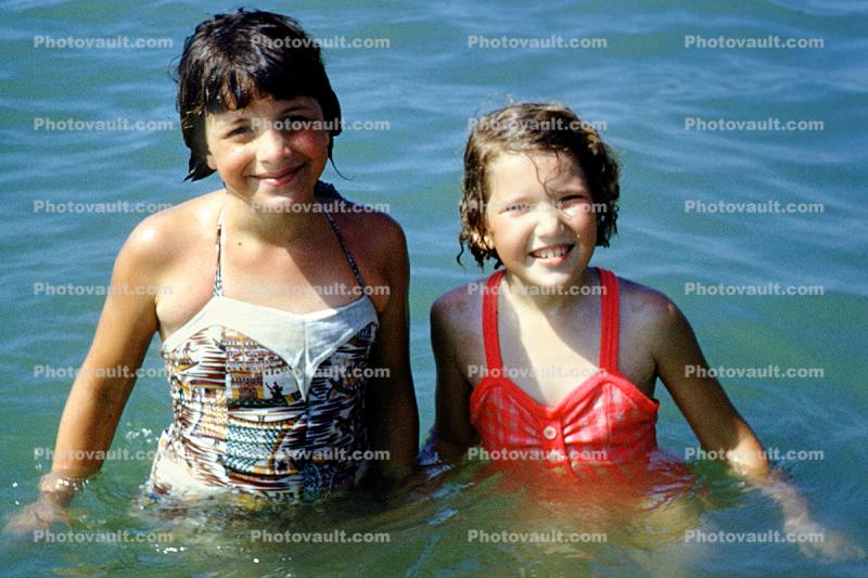 Summer, Lake, Smiles, Girl, 1970s