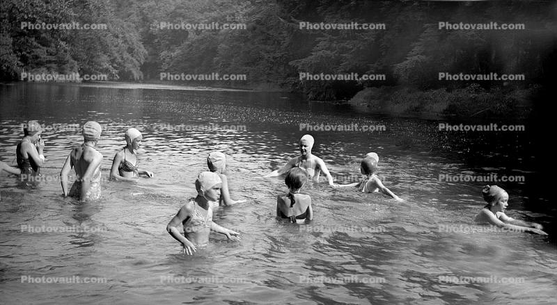Swimcap, Lake, River, Nostaligia, Summertime, Summer, 1940s, Bathingcap