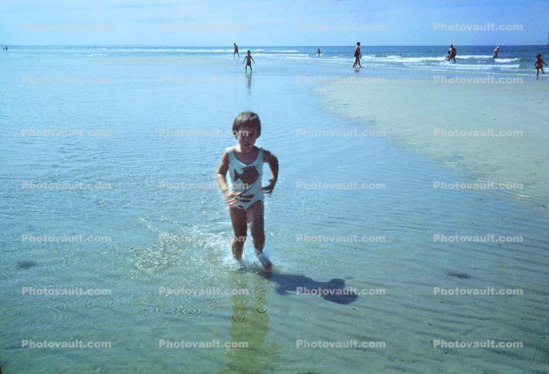 Beach, Water, Girl, 1950s