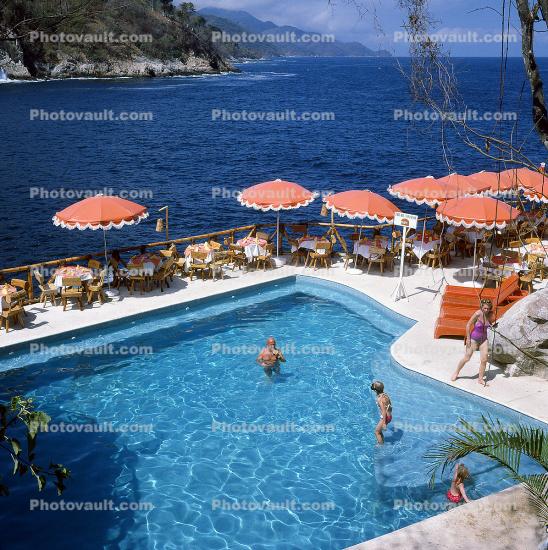 Hotel Pool, Umbrellas, 1960s