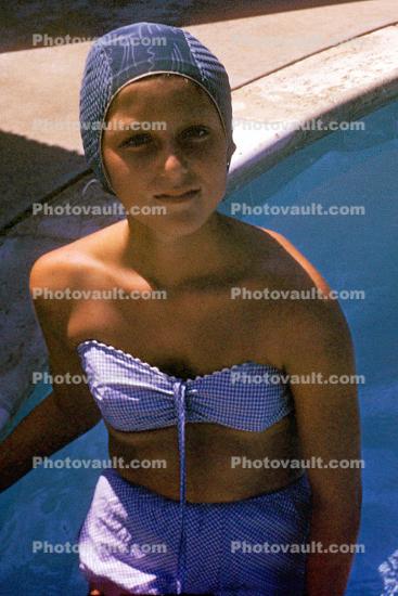 Pool Fun, Poolside, Pool, Swimcap, Bathingcap, Summer, Summertime, 1960s