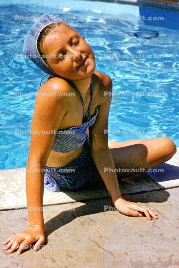 Poolside, Pool, Swimcap, Bathingcap, Summer, Summertime, 1960s