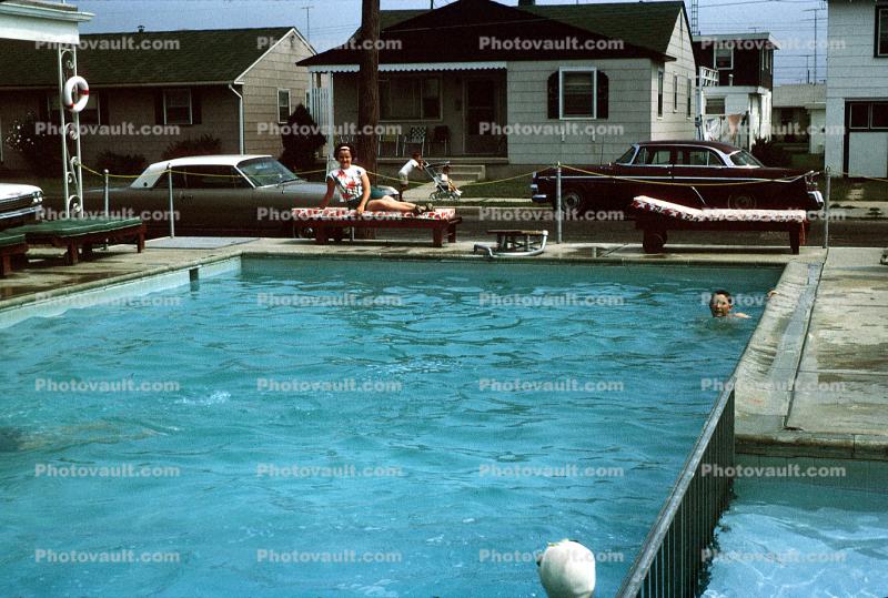 Cars, homes, houses, Swimming Pool, 1960s