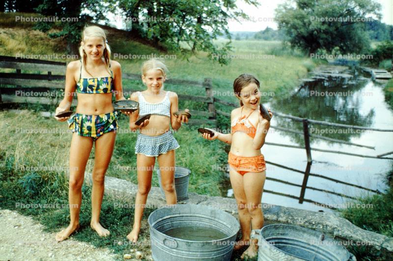 Fence, Friends, Pond, Outdoors, 1960s