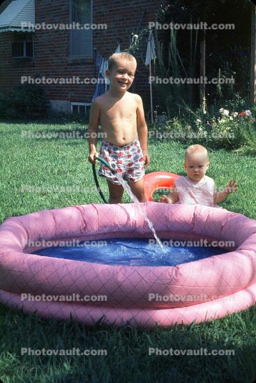 Backyard Swimming Pool, Boy, Filling, Water