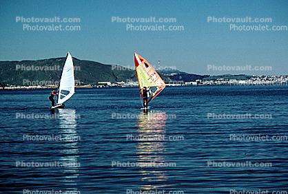 Windsurfer, fast, water, bay, San Mateo