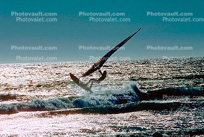 Windsurfer, waves, speed, fast, water, Pacific Ocean, Santa Cruz County Beach