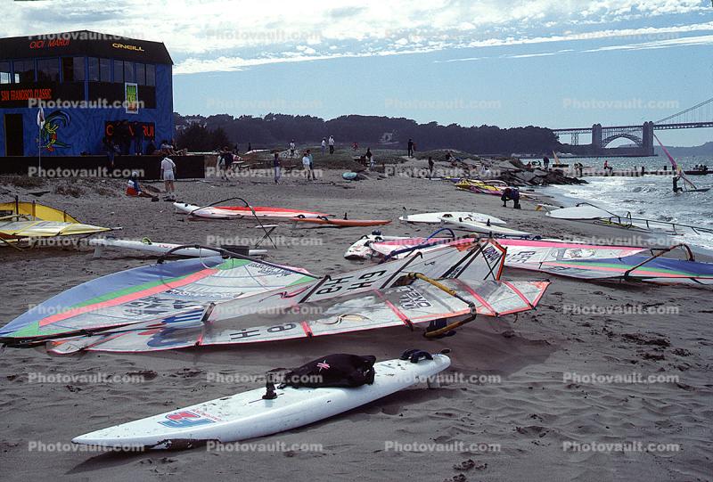 Windsurfer, waves, water, the Presidio, 1 July 1990