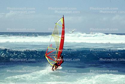 Windsurfer, water, waves