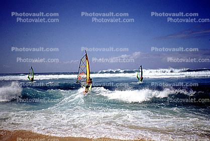 Windsurfer, water, waves
