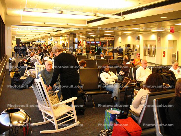 Rocking Chair, inside the terminal, waiting, boredom