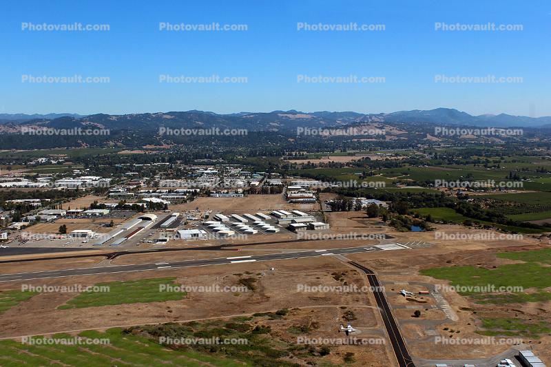 Runway, Hangars, Farmfields, Windsor, Sonoma County, California