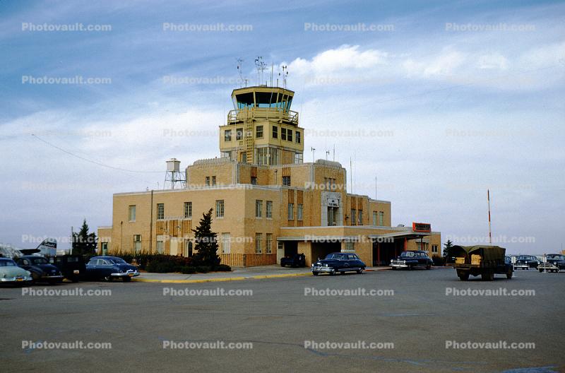 Oklahoma City Aiport, cars, Terminal Building, 1950s