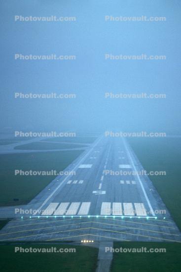Runway, fog, Landing Strip