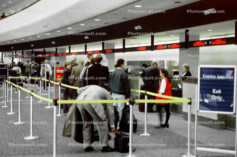 Passengers at UAL Ticket Counter, (SFO)